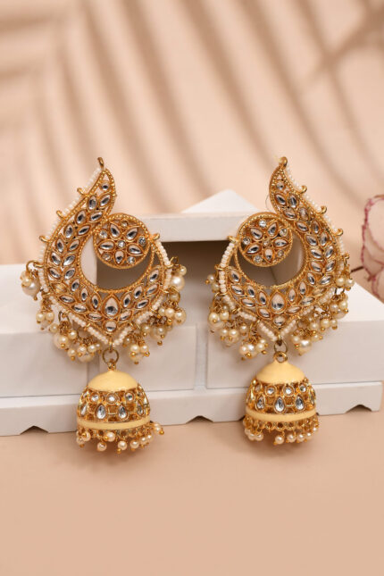 Beige Jhumki Drop Earrings for Women