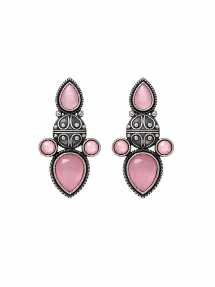 Blush Pink Stone Statement Earrings