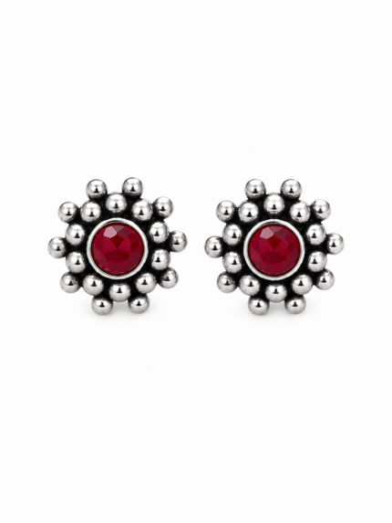 Ruby Bloom Stud Earrings