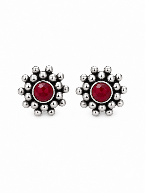 Ruby Bloom Stud Earrings