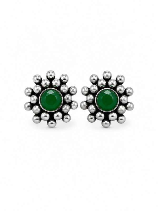Emerald Bloom Stud Earrings